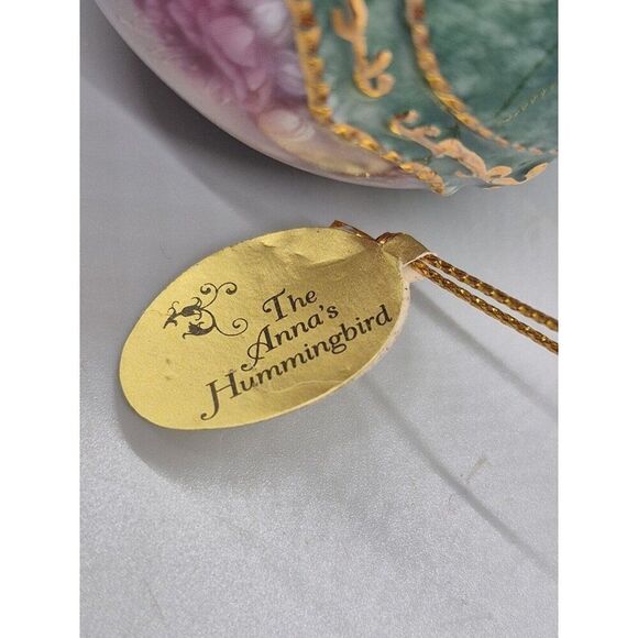 Set Of (2) Vintage Bradford Editions Christmas  Hummingbird Porcelain Ornaments - Picture 8 of 9